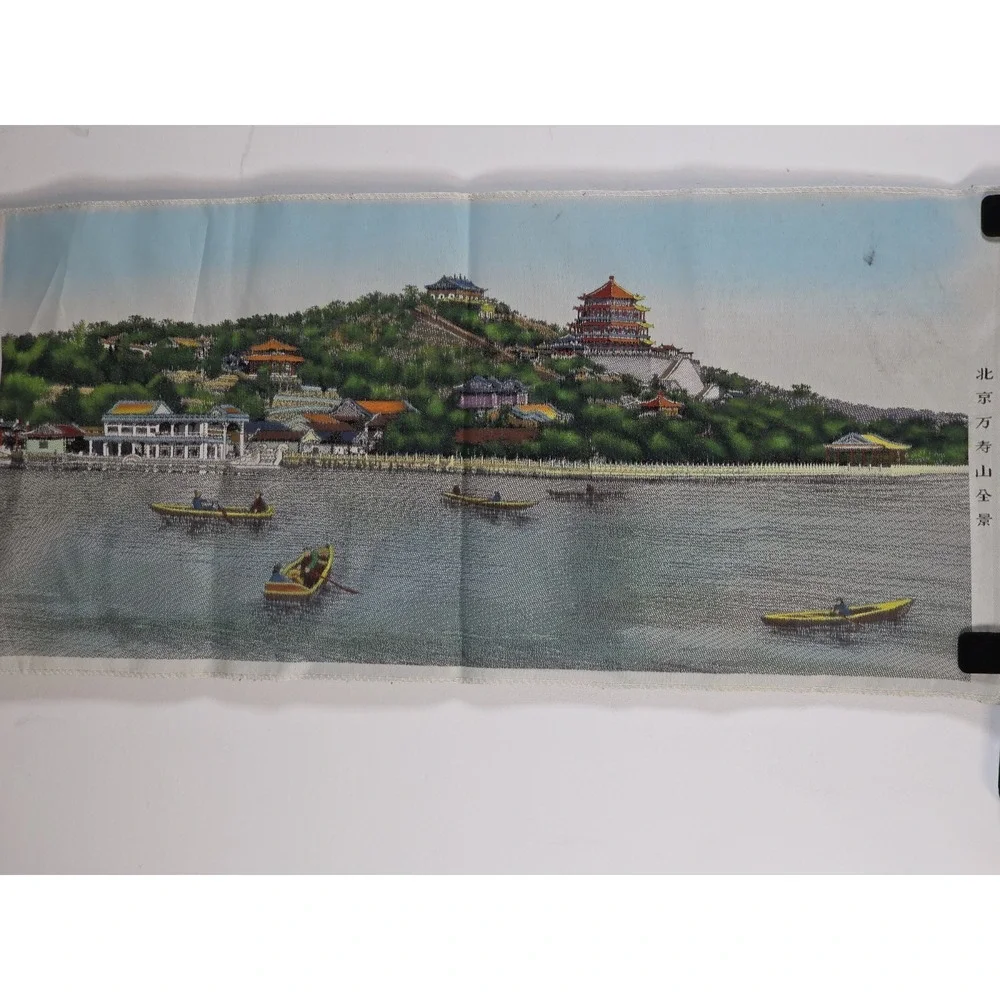 Antique Chinese Silk Handwoven Scenic Tapestry Water Theme Asian Wall Hanging 24